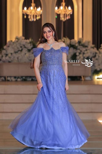 فستان سهره باللون الموف اوف شولدر