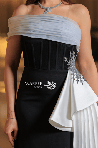 فستان سهره ون شولدر ضيق مع ذيل جانبي