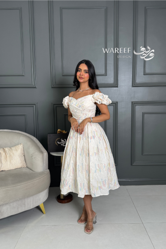 فستان ناعم اوف شولدر ابيض