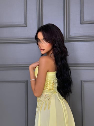 فستان سهرة ناعم شيفون بتطريز راقي