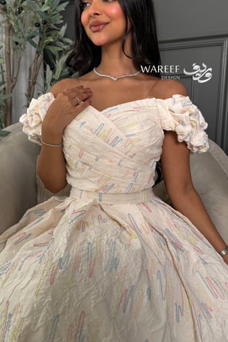 فستان ناعم اوف شولدر ابيض