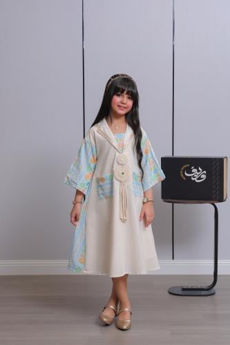 جلابية بناتي بنقوش ناعمة وتفاصيل يدوية