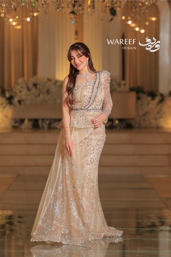 فستان سهره ون شولدر ذهبي