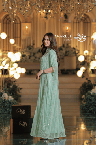 جلابية فاخرة باللون الأخضر النعناعي