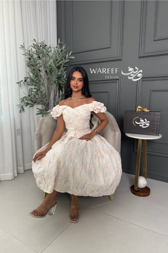 فستان ناعم اوف شولدر ابيض