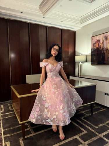 فستان سهره اوف شولدر قصير مشجر