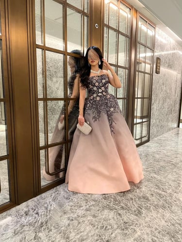 فستان كلوش سهرة بنفسجي متدرج اللون