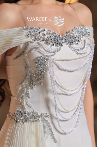 فستان سهرة سكري طويل من الكريب بتصميم A-Line أوف ش...