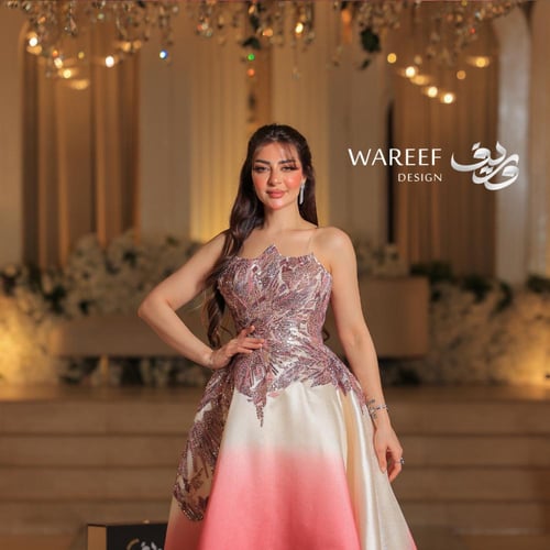 فستان سهره بتدرجات الوردي حتى البيج