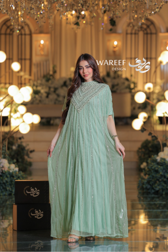 جلابية فاخرة باللون الأخضر النعناعي