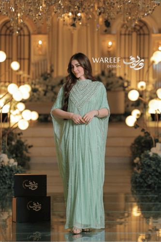 جلابية فاخرة باللون الأخضر النعناعي