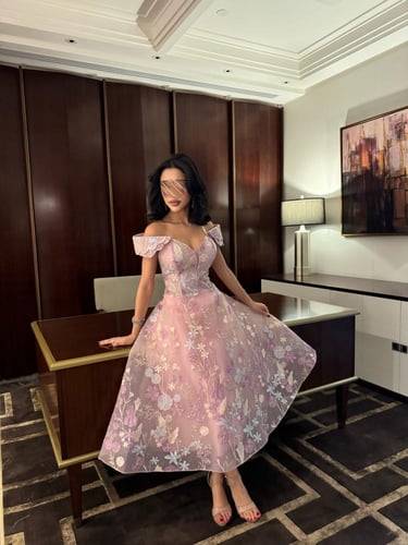 فستان سهره اوف شولدر قصير مشجر