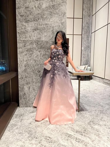 فستان كلوش سهرة بنفسجي متدرج اللون