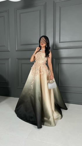 فستان سهرة اومبريه بياقة مكشوف