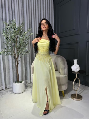 فستان سهرة ناعم شيفون بتطريز راقي