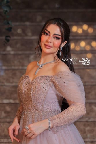 فستان سهره تل وردي فاتح