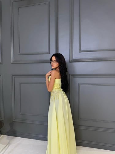 فستان سهرة ناعم شيفون بتطريز راقي