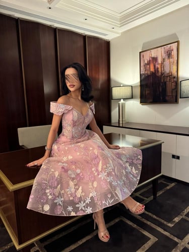 فستان سهره اوف شولدر قصير مشجر