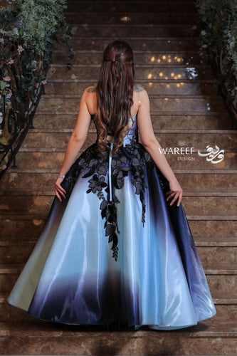 فستان سهره مميز بدرجات اللون الازرق