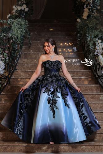 فستان سهره مميز بدرجات اللون الازرق