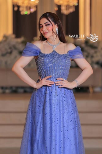 فستان سهره باللون الموف اوف شولدر