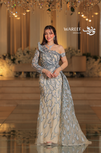 فستان سهره بيج بتطريز تيفاني