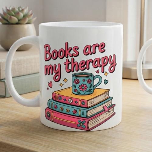 كوب Books are My Therapy