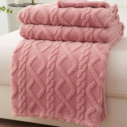 بطانية فرو ناعم جاكار وجهين / الوان متعددة