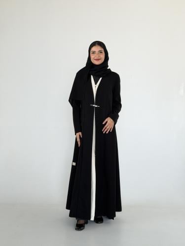 عباية بليزر رسمية سوداء بقصة كويتي مع داخلي بيج |...