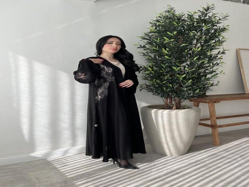 عباية كريب نص كلوش مع جبير اسود
