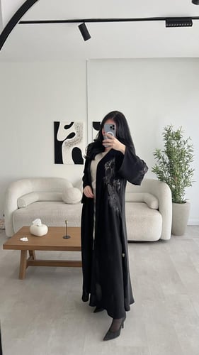 عباية كريب نص كلوش مع جبير اسود