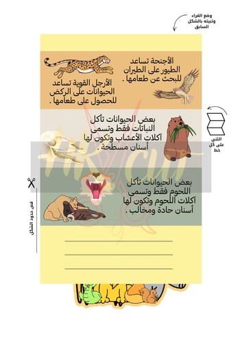 مطوية الحيوانات وحاجاتها - اولى ابتدائي - ف 1