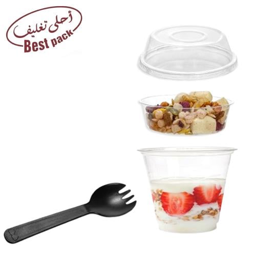 اكواب ايس كريم 9 اونز مع فاصل بلاستيك شفاف