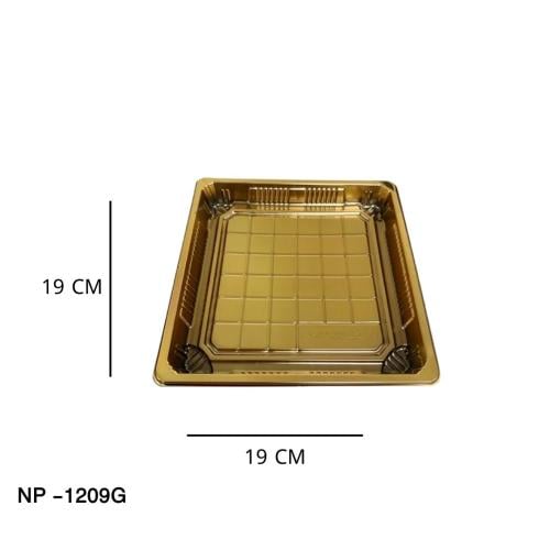 علب بلاستيك ذهبية مربعة بغطاء شفاف 009