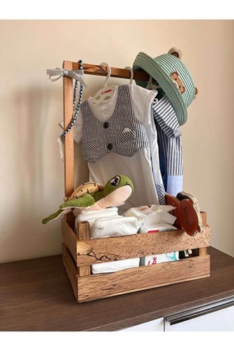 سلة أطفال خشبية مزخرفة – 40 هدية لحفلة استقبال الم...