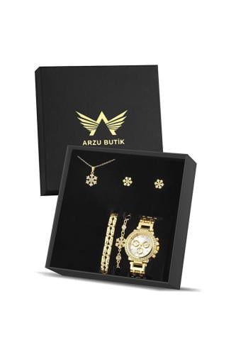 مجموعة هدايا على شكل ساعة يد نسائية وسوار وقلادة و...