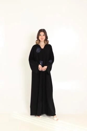 عباية كريب اسود KA62