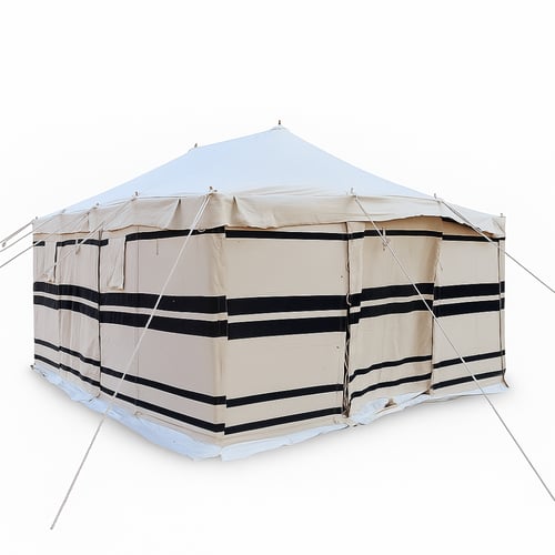 خيمة الوسام, 3 طبقات, مقاس 4×6 ياردة, أبيض مخطط با...