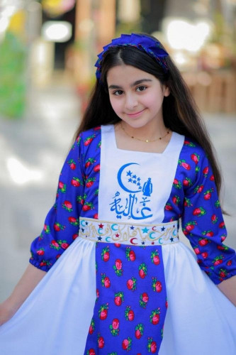 فستان شالكي ازرق بناتي