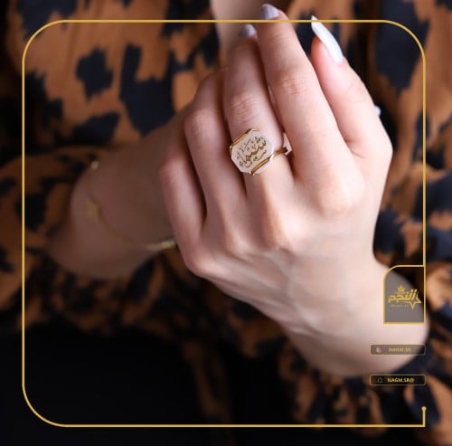 خاتم سداسي ملكي فضه ايطالي عيار 925 نسائي