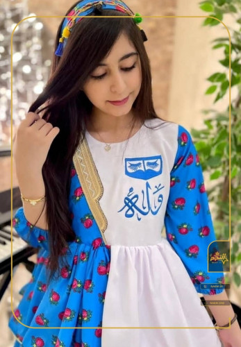 كوكلشن رمضان فستان بناتي أزرق مزين بطبقات الشالكي