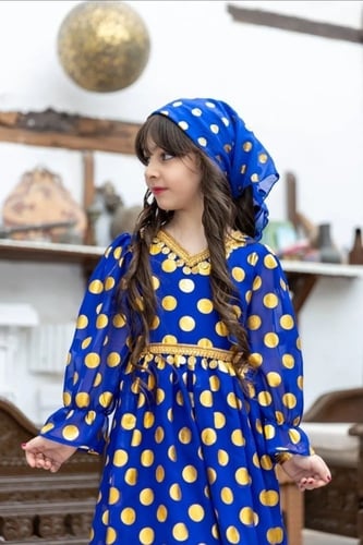 فستان بناتي ازرق كلاسيك