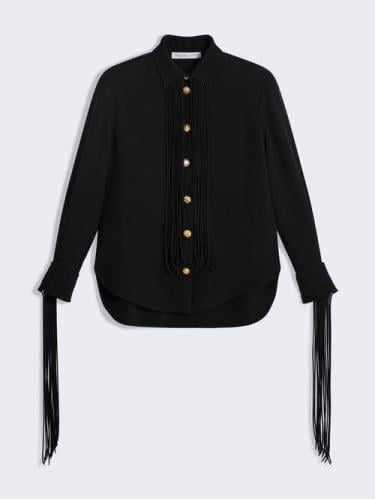 قميص سهرة كلاسيكي بشراشيب عصرية وأكمام طويلة