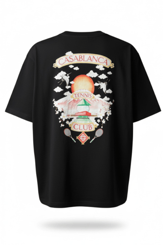 تيشرت قطني أبيض واسود للجنسين بتصميم عصري