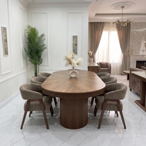 طاوله طعام 6 كراسي قشرة سنديان