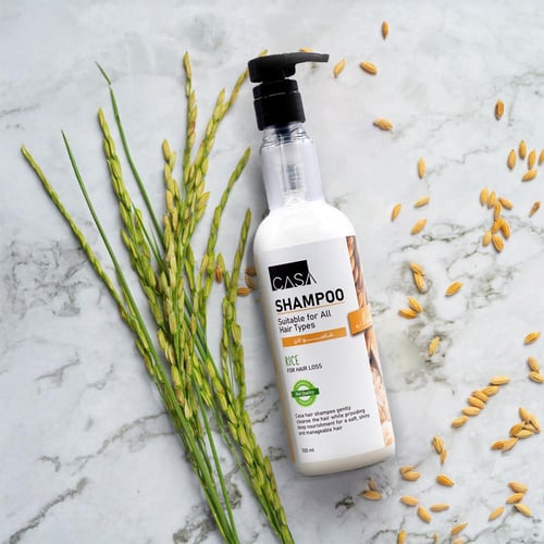 شامبو كازا بخلاصة الأرز الطبيعي لتغذية وترطيب الشع...