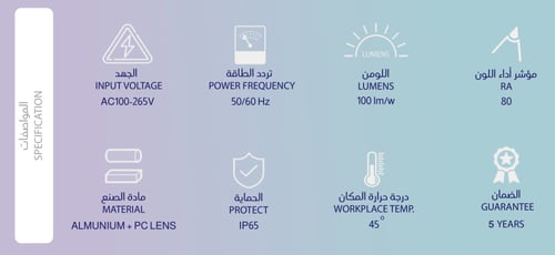 كشاف خارجي LED — 50W/100W/200W/300W، IP65، كفاءة 1...