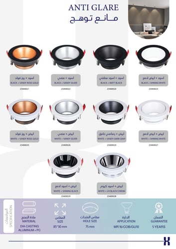 فريم مانع توهج دائري 75 مم — ألمنيوم Die-Casting،...