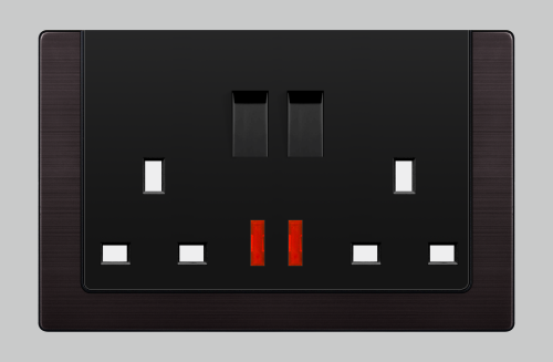 فيش L7 مع مفتاح ولمبة مزدوج 7×14 اسود