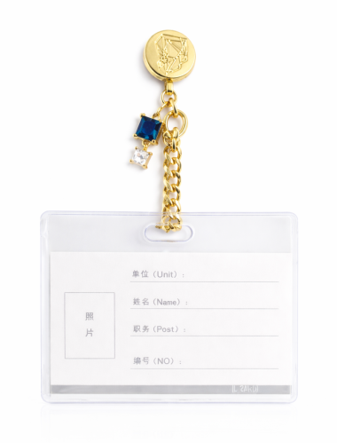 Id holderbrooch-gold&darkblue